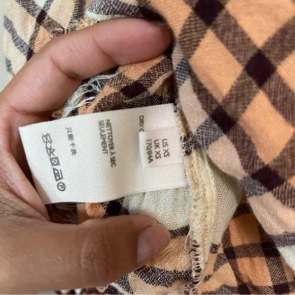 Free People Plaid Babydoll Button Down Shirt Size Extra Small - Picture 7 of 7